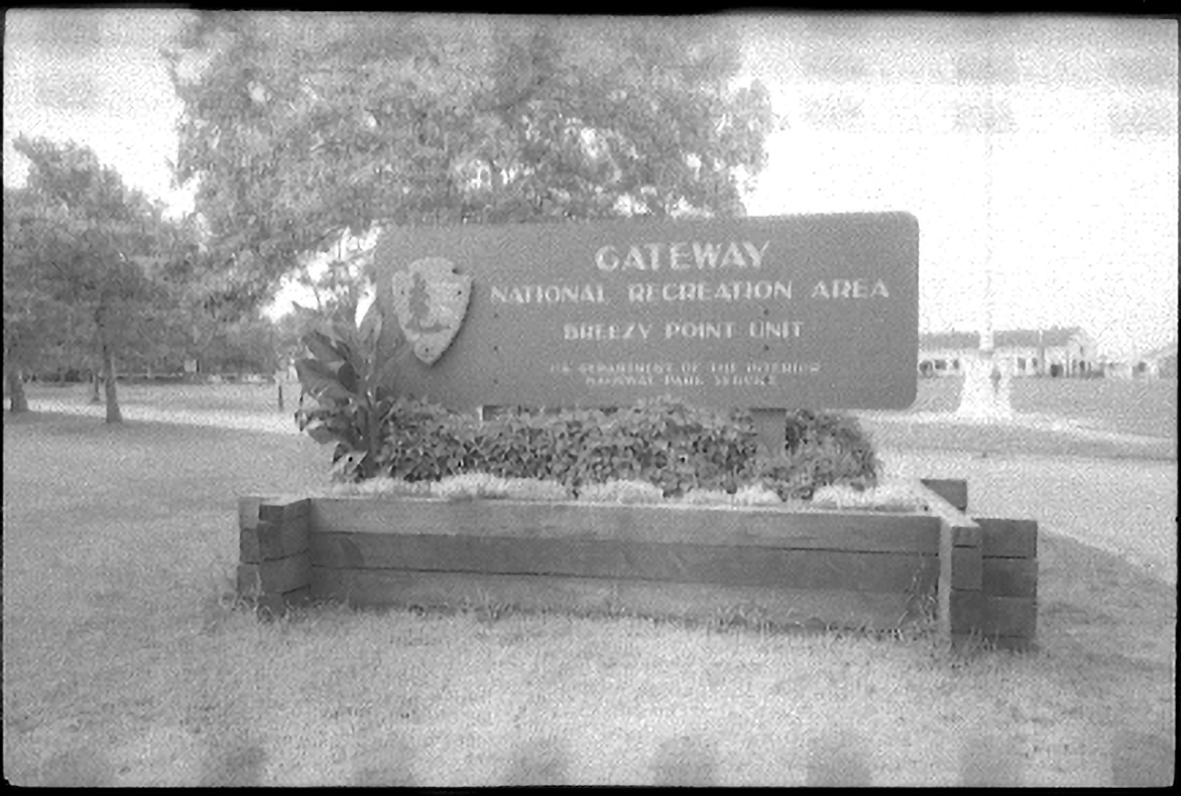 The sign for Gateway National Recreation Area, Breezy Point Unit